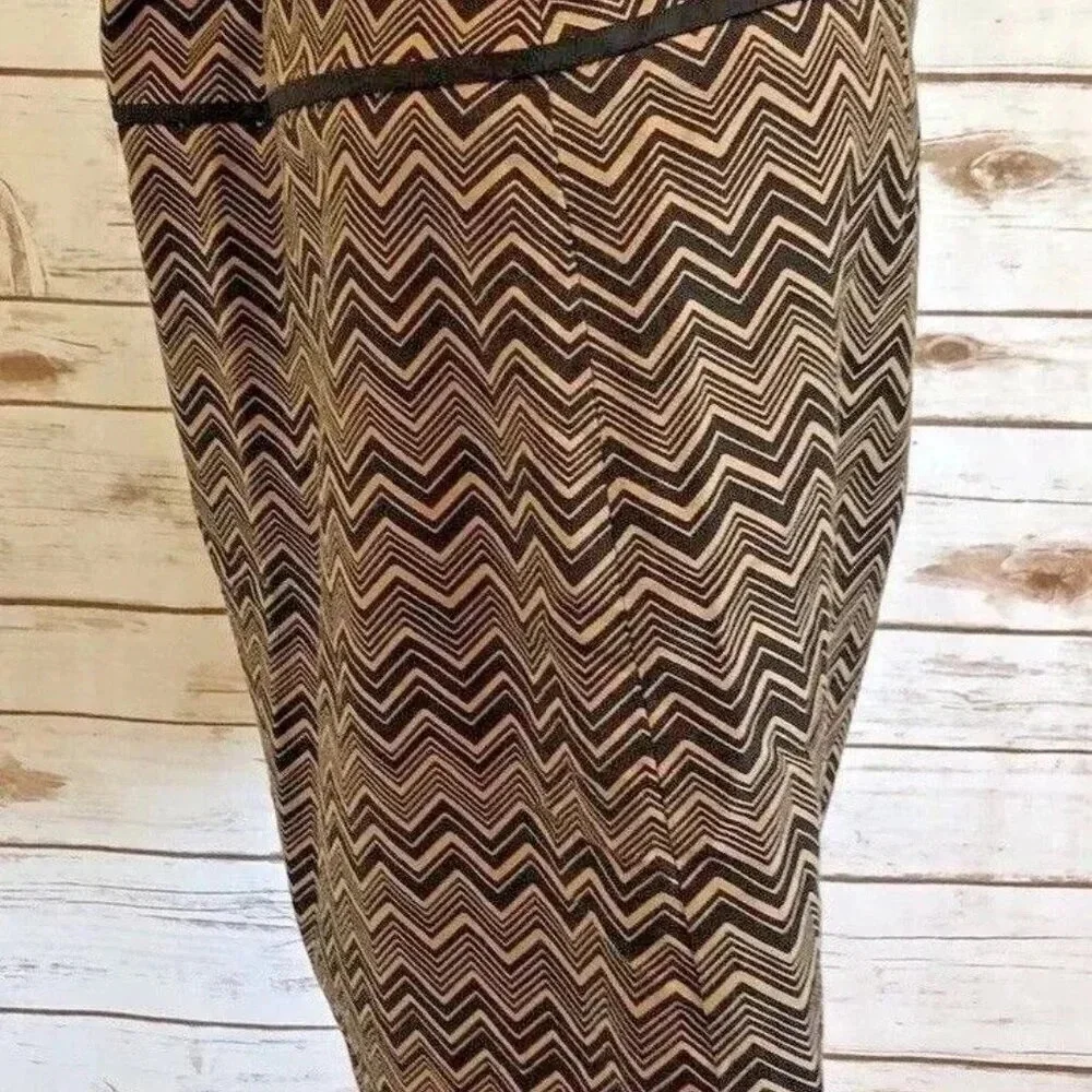 ANN TAYLOR LOFT Women Fully Lined Above the Knee Zig-Zag Brown Black Skirt Sz 6